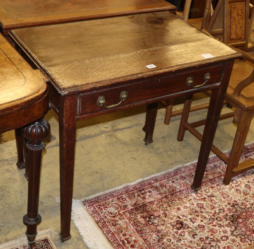 A George III oak side table, W.76cm, D.49cm, H.75cm